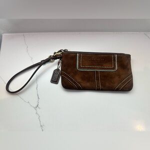 Coach Suede Leatherware Brown Wristlet